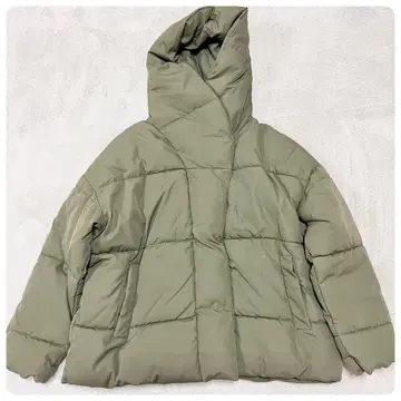 [ 고품질 ] H&M 후드 부착 올리브 그린 다운 자켓 M 사이즈