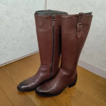 브라운 가죽 롱 부츠 23.5cm