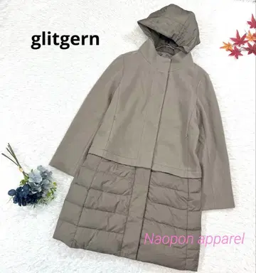 glitgern 후드 부착 다운 페더 절개 도킹 코트 M
