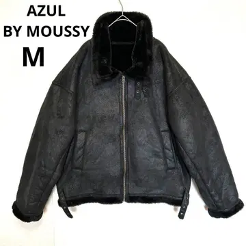AZUL BY MOUSSY 플라이트 자켓 인조 모피 남성용 블랙