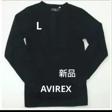 L 블랙 AVIREX 새상품 헨리넥 티셔츠