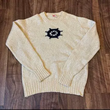 스코틀랜드제 80s 크림색 뱃머리 장식 자수 긴팔 빈티지