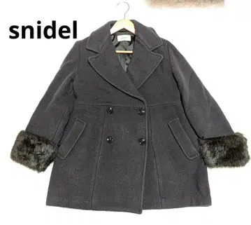 스나이델 울 더블 브레스트 피 코트 다크 그레이 퍼 포함 F