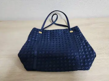 네이비 뜨개질 디자인 핸드백