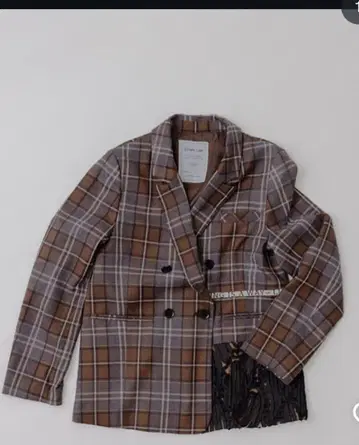 [ 새상품 ] Eimee law 로고 테이프 체크 자켓