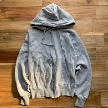 Champion 리버스 위브 풀 집업 후드티 완전 무지 그레이 XS