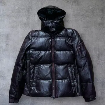 컨디션 최상 플랜디 양가죽 다운 자켓 와인 레드 48 후드 부착