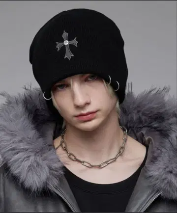 루스/Loose 크로스 디자인 니트 비니