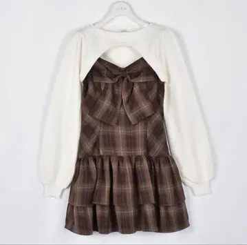 evelyn 리본 볼레로 원피스 브라운