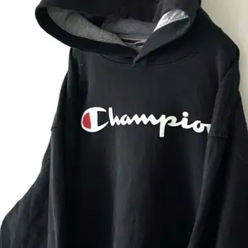 챔피온 로고 맨투맨 후드티 L 블랙 블랙 구제 의류 USA