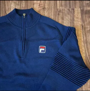 FILA 네이비 지퍼 달린 스웨터 풀오버 미국 수입 빅