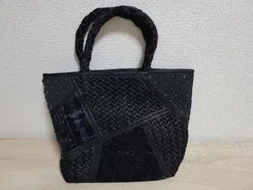 블랙 뜨개질 핸드백