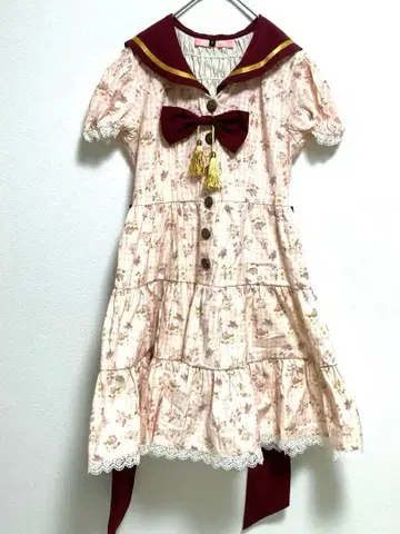 [ BODY LINE ] 세일러 카라 리본 포함 무릎 기장 원피스 M