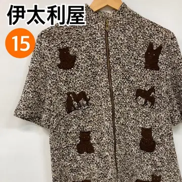 이타리야 상의 반팔 캣 브라운 여성용 15 [ CT1779 ]