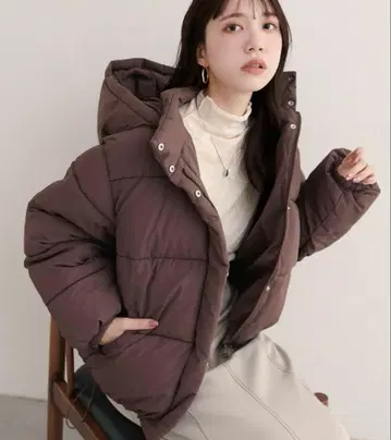 내추럴 꾸뛰르 후드 패딩 자켓 다운 브라운