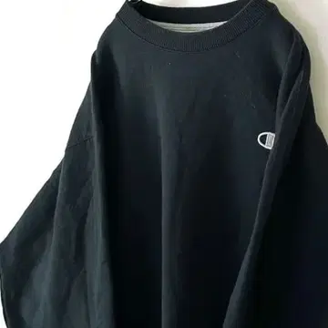 챔피온 로고 자수 맨투맨 L 블랙 USA 구제 의류