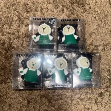 [ 중국 한정판 ] 스타벅스/스벅 베어리스타 팬더 키링 5개 세트