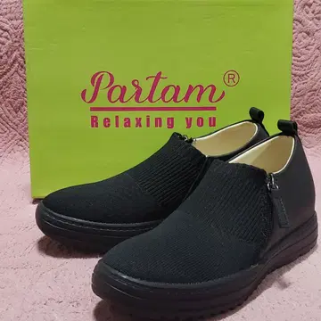 새상품급 23.0cm PARTAM 로우컷 지퍼 슈즈 블랙