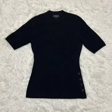 Theory 블랙 5부 소매 니트 울