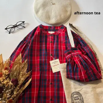 b1764*새상품 애프터눈 티 타탄 체크 블라우스