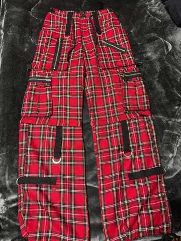 TRIPP NYC 레드 체크 무늬 카고 팬츠 XS
