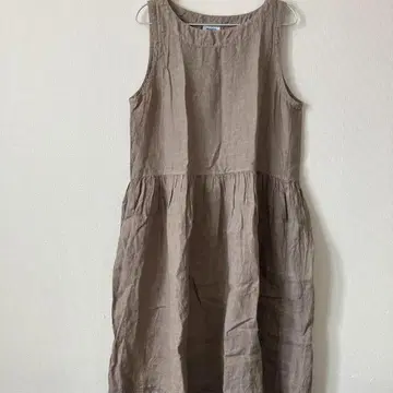 여유로운 아멘 린넨 100% 원피스 베이지 사이즈 M 정도