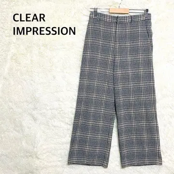 클리어 임프레션 와이드 팬츠 스트레이트 체크 무늬 후크 L 사이즈