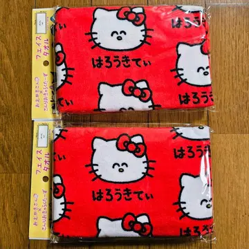 하로키티 페이스 타월 산리오 오에카키상 2장 봉투 주름 긁힘 등