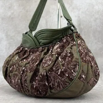 자망 퓌에슈 스팽글 숄더백 가죽 천연 가죽 그린