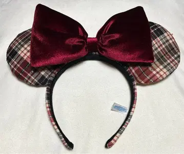 디즈니 머리띠 체크 빨간색 미니