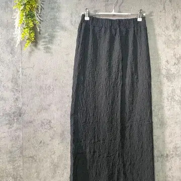 센스 오브 플레이스 롱 스커트 와셔 가공 면 혼방 허리 전체 밴딩 고급