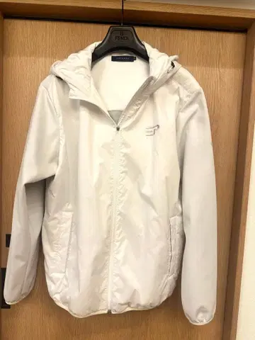 남성용 골프웨어 epicure XXL 화이트 러버풍 소재 후드 자켓