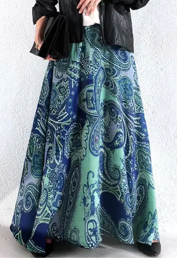 안티카 패턴 디자인 롱 스커트 페이즐리