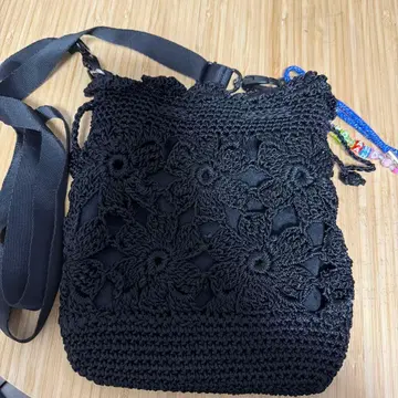 니코앤드 - 크로셰 뜨개질 숄더백 블랙