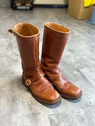 트리커스 윙팁 UK 6.5 브라운 가죽 엔지니어 부츠