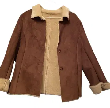 브라운 무스탕 코트 faux-mouton fake suede-style