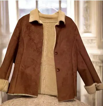 브라운 무스탕풍 코트 faux-mouton fake suede