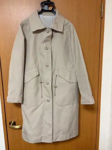 베이지 무지 체크 무늬 롱 코트 11호