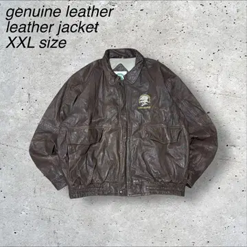 빈티지 천연 가죽 A-2 플라이트 자켓 가죽 자켓 브라운 구제 의류 자수
