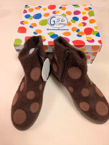 GomuGomu 브라운 도트 무늬 숏부츠