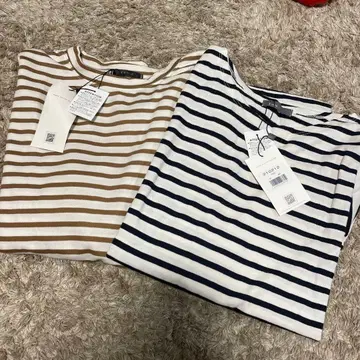 택 포함 reca 보더 긴팔 T셔츠 2장 세트