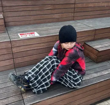 [ MandO ] 체크 무늬 배기 이지 팬츠