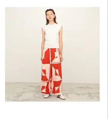 TOMORROWLAND 피아스트렐라 프린트 프론트 턱 와이드 팬츠