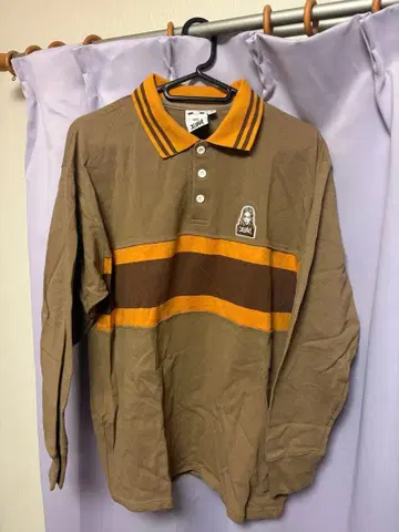 x-girl 긴팔 피케 셔츠 M 브라운/오렌지