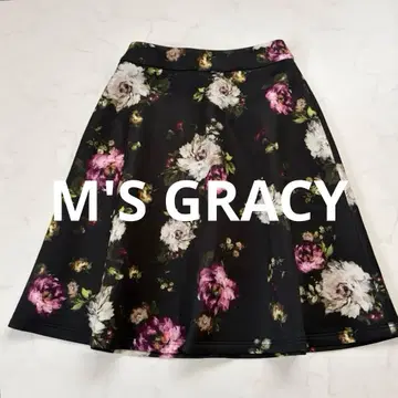 새상품급 M'S GRACY 플라워 프린트 플레어 스커트 38