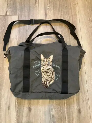 Threefourtime 고양이 자수 보스턴 백