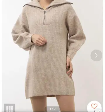 archives 하프 지퍼 니트 원피스