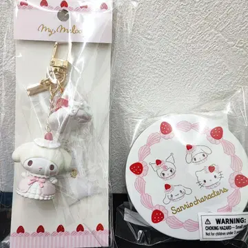 딸기 휘핑 케이크 산리오 캔 케이스 & 씰 마이멜로디 키링