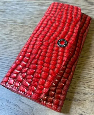 빨간색 크로커다일풍 장지갑