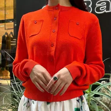 [ 새상품급 ] 캬바쿠라 코튼 캐시미어 크루넥 가디건 XS 레드